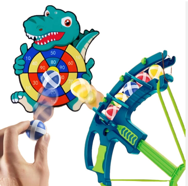 Shooting dart the sticky ball toward the dinosaur board with the arrow - Image 3