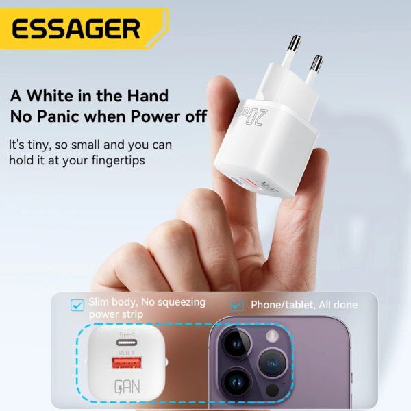 Essager 20W GaN USB-A and Type-C PD Fast Chargers - Image 2