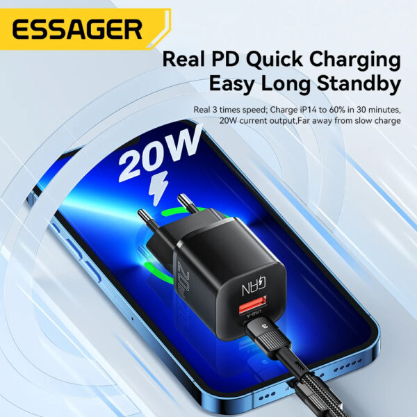 Essager 20W GaN USB-A and Type-C PD Fast Chargers - Image 3