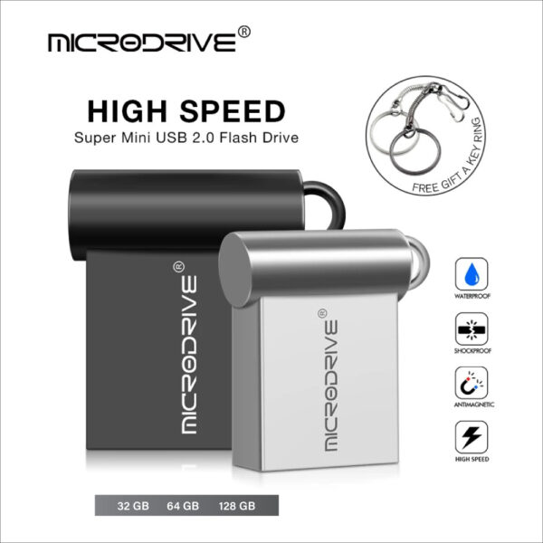 Metal Super Mini USB 2.0 32GB 64GB 128GB Pendrive U Disk Flash Memory